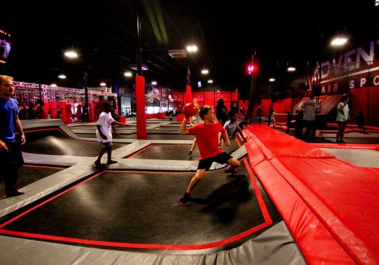 indoor dodgeball at a trampoline park